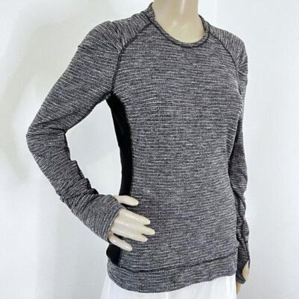 Lululemon Shirt Women 10 Gray Long Sleeve Running Top Thumb Hole